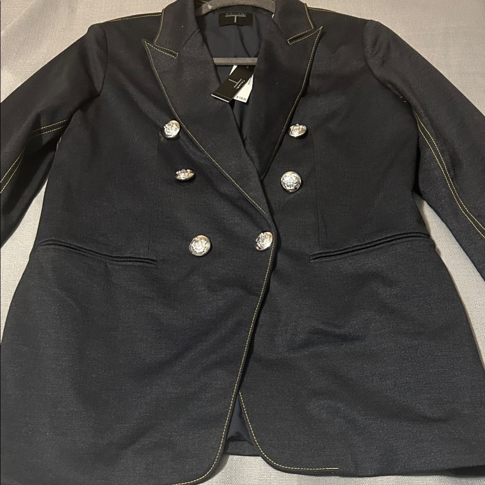 Tahari Midnight Blazer with Metallic Accents
